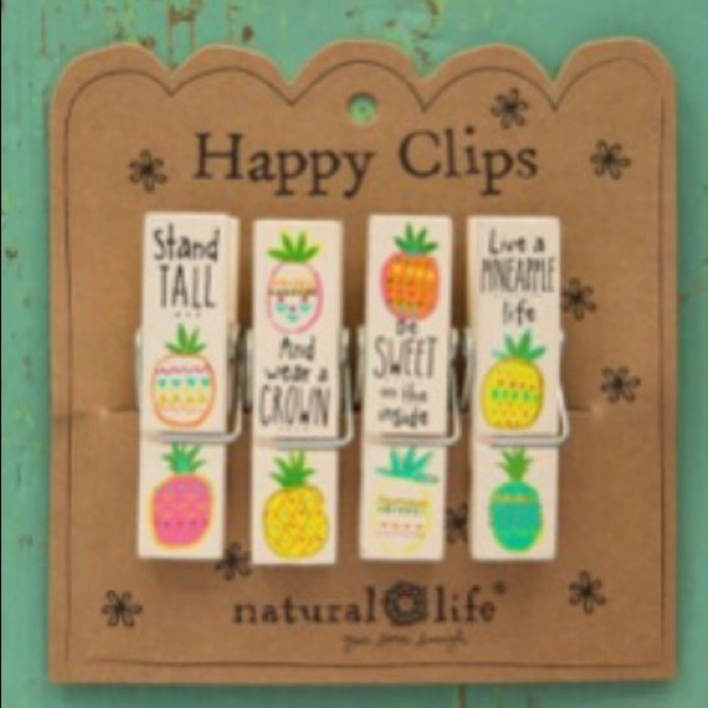 Natural Life Pineapple Happy Chip Clips Pack Of 4